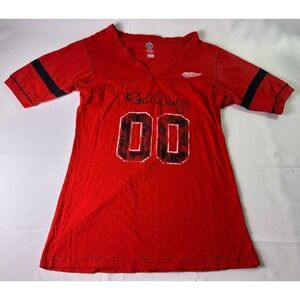 Red Wings NHL Hockey Jersey Style Red T Shirt Women's XL Detroit‎